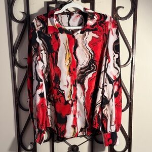 Abstract Red and Black Women's Top - XL